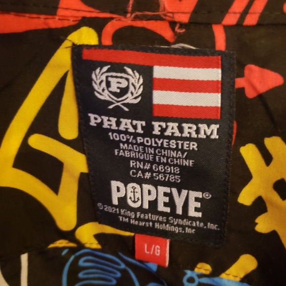 Men's Phat Farm Popeye Short Sleeve Shirts - size L - Picture 4 of 4